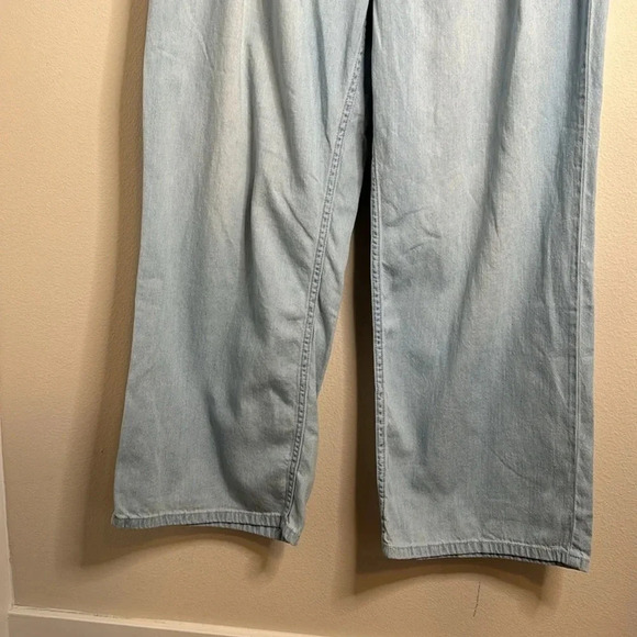 Free People Light Wash Cotton/Linen Wide Leg Jeans Size 31 - Picture 7 of 9